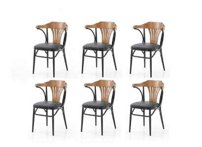 Stühle-Set 6x Stuhl Modern Komfortabel Weich Schwarz Stilvoll
