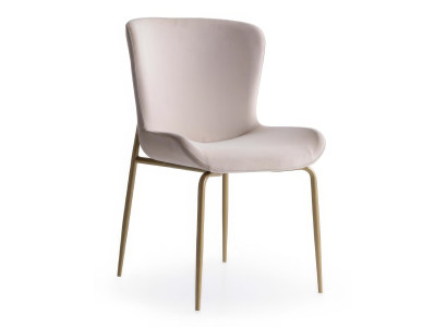 Stuhl Esszimmerstuhl Modern Design Beige Gold Gepolstert Samt Sessel