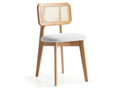 Stuhl Modern Weiß Holz Rattan Wiener Geflecht Esszimmerstuhl Design
