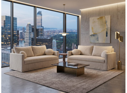 Luxuriöses beiges Wohnzimmer-Set 3+2-Sitzer-Sofas Hochwertige Sofas
