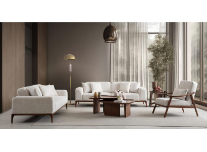 Designer Sofa Set Creme Modern Elegant Exklusiv Wohnkomfort Luxus