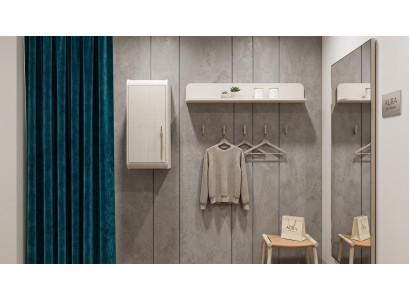Garderobe Regal Wohnzimmer Stil modern Farbe beige bequem neu