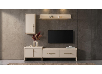 Wohnwand Möbel Einrichtung Regal Wohnzimmer Stil modern Farbe beige