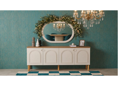 Konsole Spiegel Wohnzimmer Stil modern beige bequem praktisch Sideboard