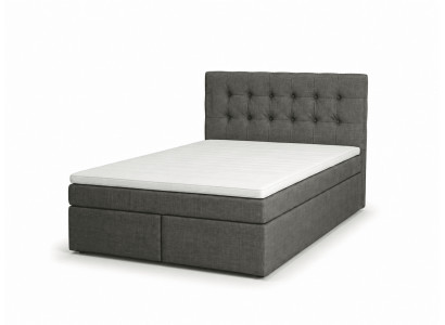 Stilvolles graues Boxspringbett 140 x 200 Bett mit Stauraum und Matratze