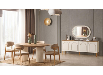 Tisch Konsole Spiegel Wohnzimmer Stil modern Farbe beige neu bequem oval