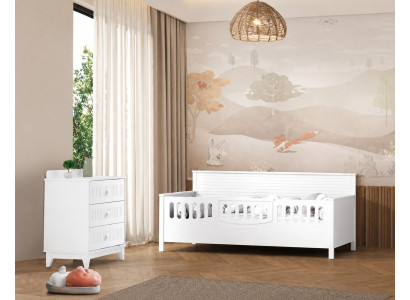 Stilvolles Kinderbett & Kommode Set im skandinavischen Design