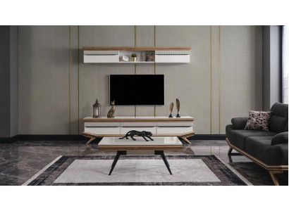 Tisch Wandregal Wohnwand Stil modern Farbe weiß rechteckig