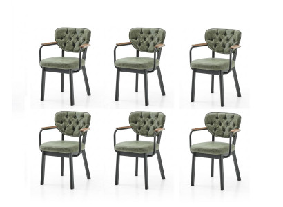 Stuhl-Set 6x Stuhl Grün Bequem Modern Stilvoll Weich Klassisch