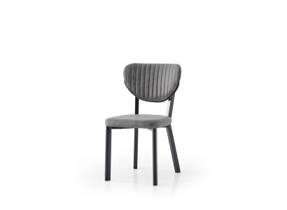 Stuhl Grau Bequem Weich Stoff Metall Modern Komfortabel Stilvoll