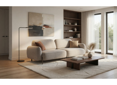 Wohnzimmersofa 3 Sitzer modern grauer Bezugsstoff