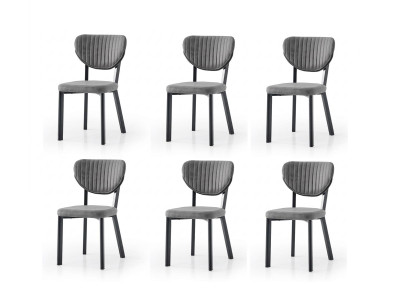 Stuhl-Set 6x Stuhl Grau Bequem Modern Stilvoll Weich Klassisch