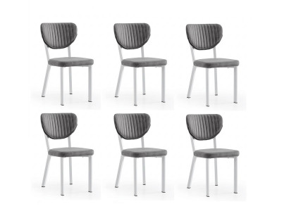 Stuhl-Set 6x Stuhl Grau Bequem Modern Stilvoll Weich Klassisch