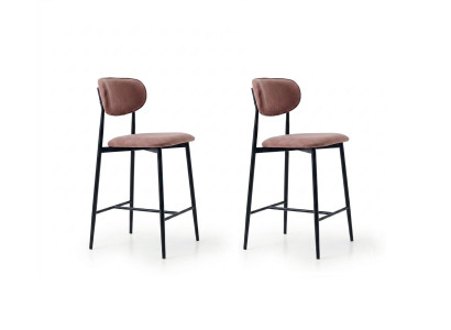 Stühle-Set 2x Barhocker Lang Praktisch Stilvoll Bequem Braun