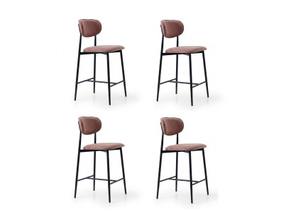 Stühle-Set 4x Barhocker Lang Praktisch Stilvoll Bequem Braun
