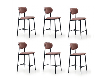Stühle-Set 6x Barhocker Lang Praktisch Stilvoll Bequem Braun