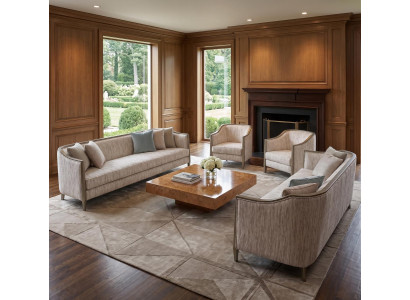 Wohnzimmer Sofa Set modern mit Kissen hellbeige