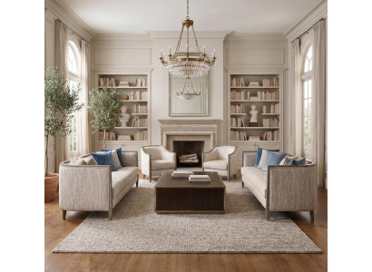 Stilvolles Sofa Duo modern gepolstert hellbeiger Bezug