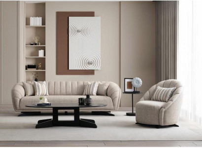 Modernes Wohnzimmer Set Beige Elegant Designer Lounge Möbel Sofa Neu