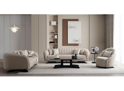 Elegantes Wohnzimmer Set Beige Modern Hochwertig Lounge Möbel Neu