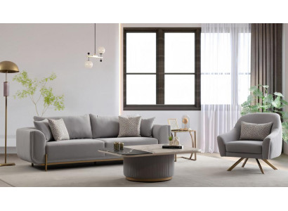Modernes Sofa Set Grau Wohnzimmer Elegant Luxus Designer Lounge Neu