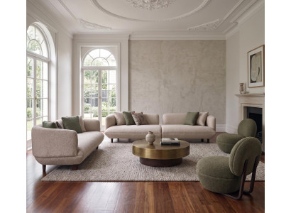 Premium Sofagarnitur modern zwei Sofas Beige mit Sesseln