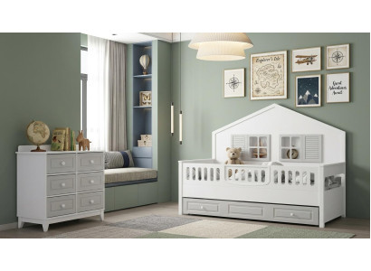 Skandinavisches Kinderzimmer Set Kinderbett und Kommode im Lux Stil