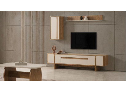 Tisch Wohnwand Block Regal Lowboard Stil modern Farbe braun
