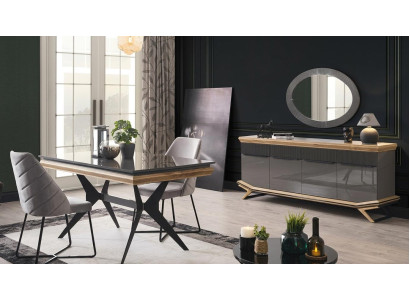 Tisch Konsole Spiegel Wohnzimmer Stil modern Farbe schwarz rechteckig