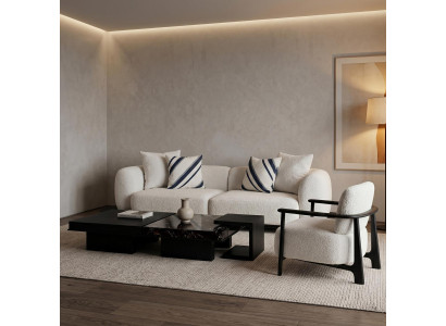 Sofa Set Modern Weiß Couch Set 3 Sitzer Sessel Couchtisch Design