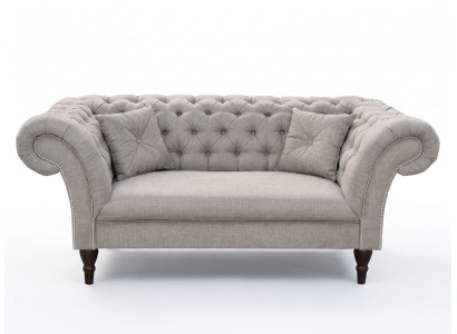 Graues klassisches 2-Sitzer-Sofa Chesterfield Luxus-Sofa Wohnzimmersofas