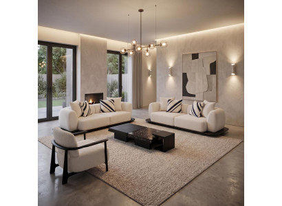 Sofa Set Modern Weiß Couch Set 3+3+1 Sitzer Couchtisch Design