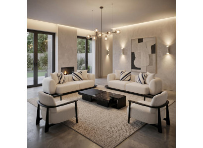 Sofa Set Modern Weiß Couch Set 3+3+1+1 Sitzer Couchtisch Luxus