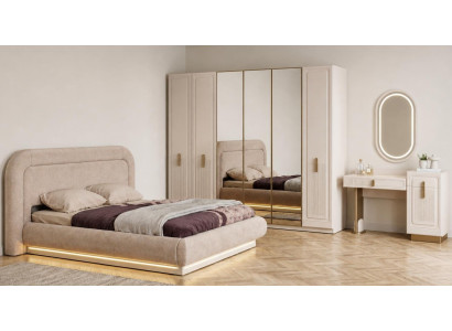 Schlafzimmer Set Modern Beige Elegant Kleiderschrank Möbel Komplett