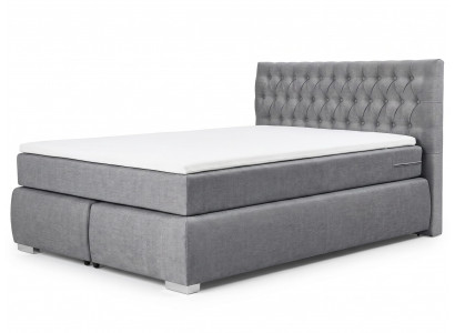 Modernes graues Boxspringbett 140 x 200 cm mit Matratze und Toppers Betten