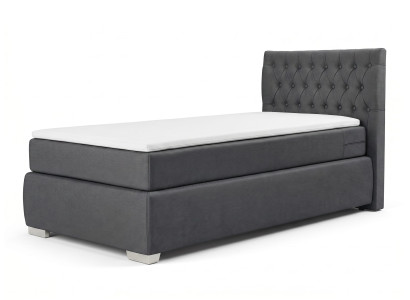 Graues Boxspringbett 90 x 200 mit Matratze und Toppers Einzelbett Betten