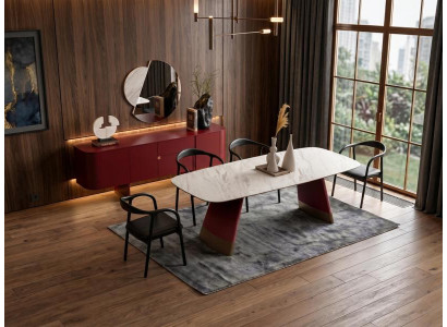 Tisch Stuhl Sideboard Spiegel braun elegant geräumig modern neu