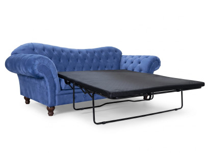 Blaues 3-Sitzer-Schlafsofa Ausziehbares Stoffsofa Wohnzimmersofas Chesterfield