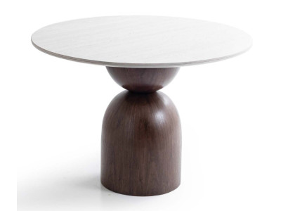Esstisch Rund Modern Beige Braun Design Marmor Optik Holz Küchentisch