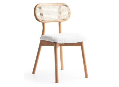 Stuhl Modern Beige Weiß Gepolstert Wiener Geflecht Holz Küchenstuhl