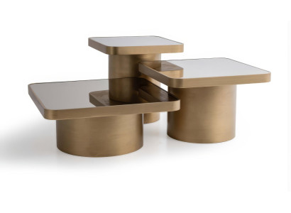 Couchtisch Set 3tlg Modern Gold Luxus Design Wohnzimmertisch Metall