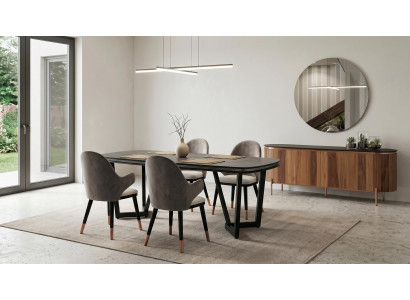 Tisch Stuhl Sideboard Spiegel braun grau schwarz modern neu