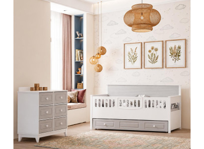Modernes Kinderzimmer Set mit gemütlichem Kinderbett und Kommode