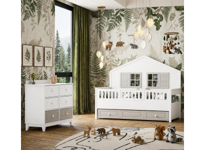 Modernes Kinderzimmer Set mit Kinderbett und praktischer Kommode