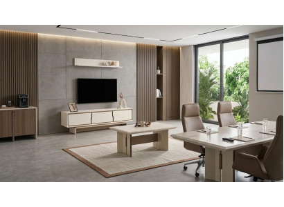 Tisch Wand Regal Wohnzimmer Stil modern Farbe beige