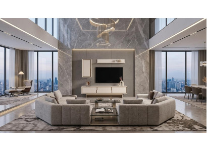 Wohnwand Oberer Block Oberes Regal Wohnzimmer Stil modern Farbe beige