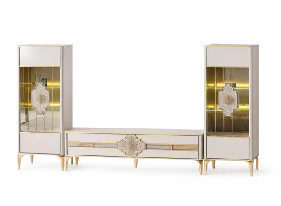 Elegantes 3-teiliges Wohnzimmer-Set mit TV-Lowboard & Vitrinen