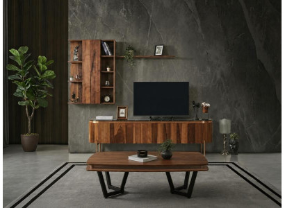 TV-Möbel Oberschrank Couchtisch braun moderner Stil neu