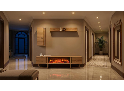 Deko Kamin Sideboard Oberes Regal Stil modern braun Wohnwand