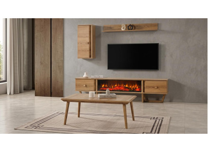 Deko Kamin Sideboard  Regal Stil modern Farbe braun Wohnwand
